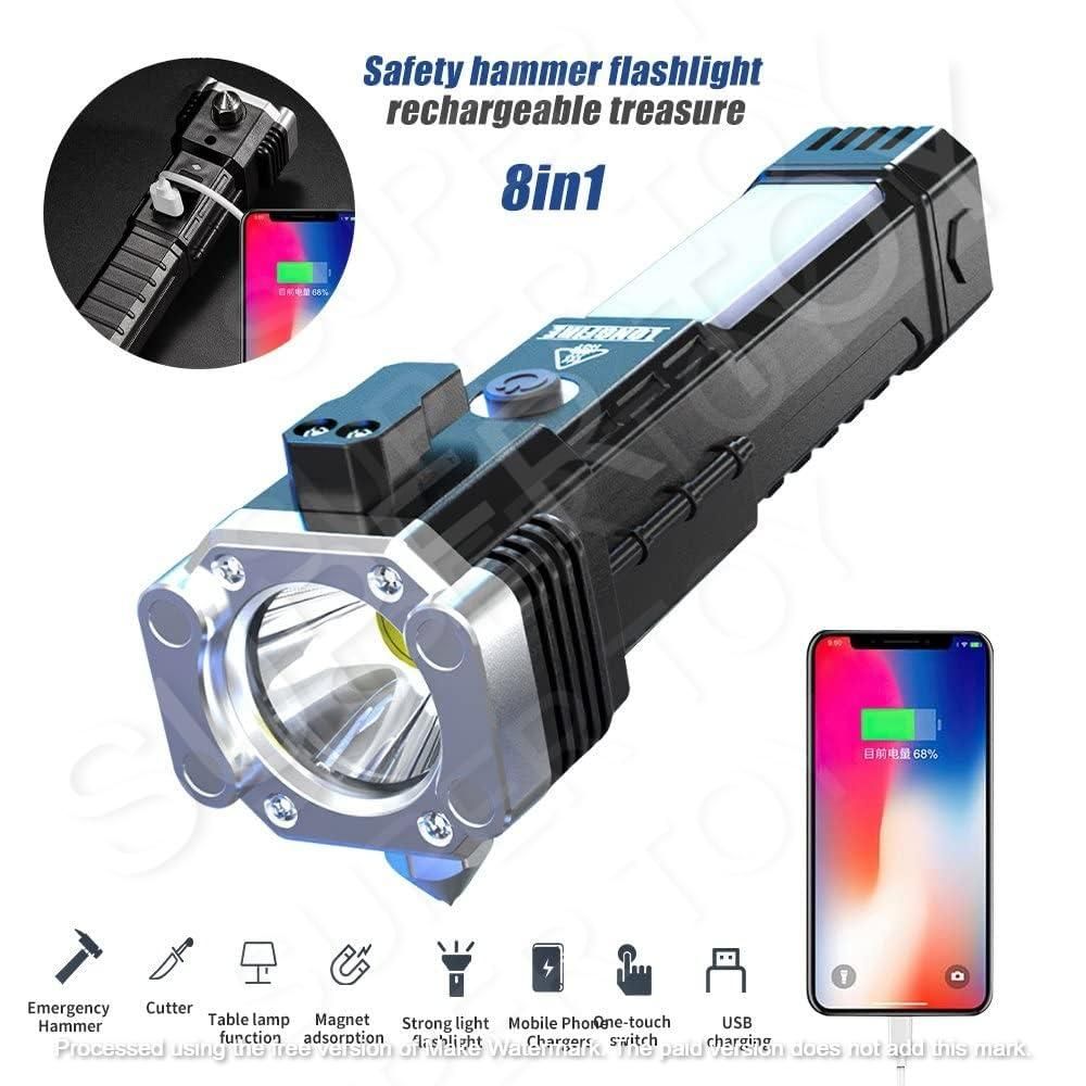 Rechargeable LED Flashlight Long Beam Range with Power Bank