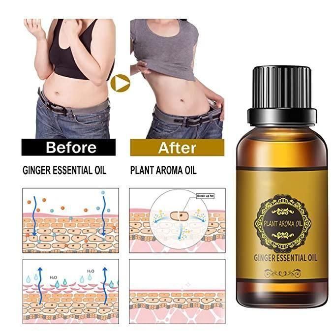 Belly Drainage Ginger Oil, Lymphatic Drainage Ginger Oil, Slimming Tummy Ginger Oil, Ginger Essential Oil for Swelling and Pain Relief, Care for Skin (30ML) (Pack Of 2)