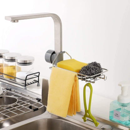 Faucet Hanging Shelf Sponge Holders with Towel Hanger